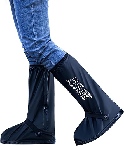 RINJOY Waterproof Rain Shoe Covers Reusable Anti-Slip and Reflector Portable Mot