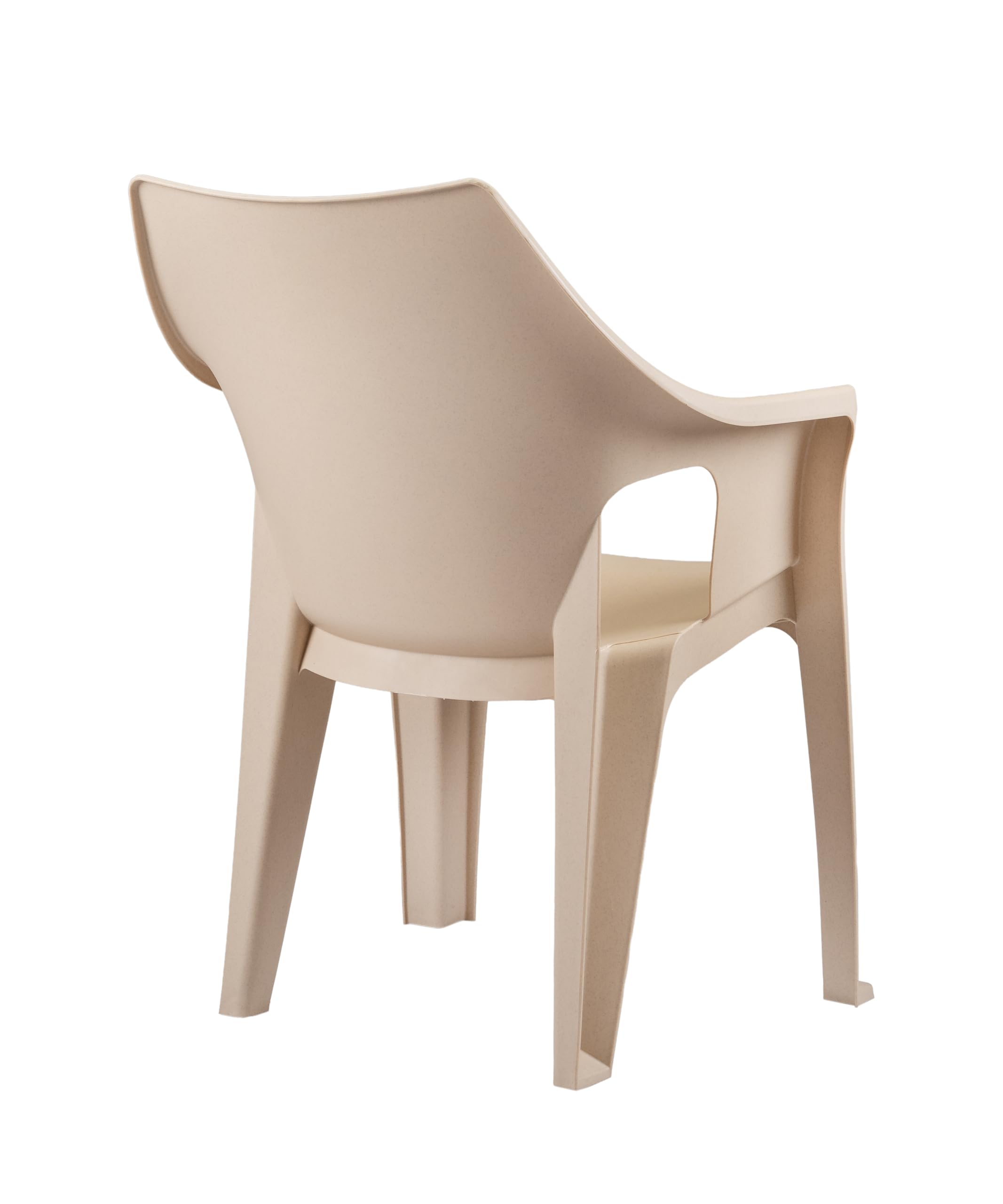 Patiofy Plastic Chair for Home & Outdoor Use | Heavy Duty Comfortable Chair with Strong Legs | Stackable, Easy to Clean | Suitable for Living Room, Balcony, Patio Pack of 4 (Oxford Cream) 4