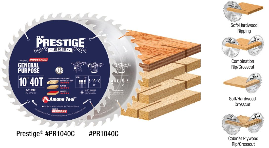 Amana Tool - PR1040C Electro-Blu Carbide Tipped Prestige General Purpose 10 Inch Dia 40T A