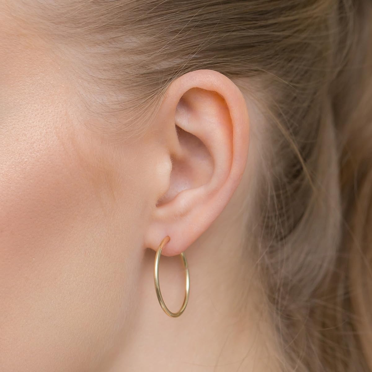 MARKO Orecchini a cerchio da donna in vero oro 14 carati (585), 25 mm, grandi orecchini in oro giallo, gioielli eleganti da donna, perfetti per tutti i giorni e occasioni speciali