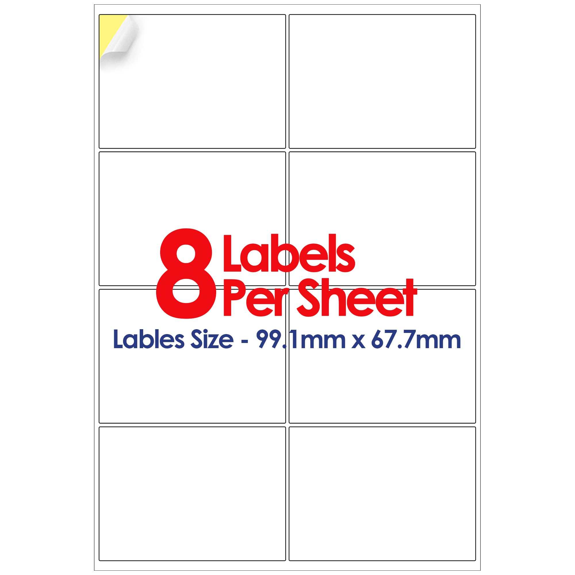 YUNJU A4 Self Adhesive Address Labels, 8 Label Per Sheet, 20 Sheets, (99.1 X 67.7 MM) 160 Labels