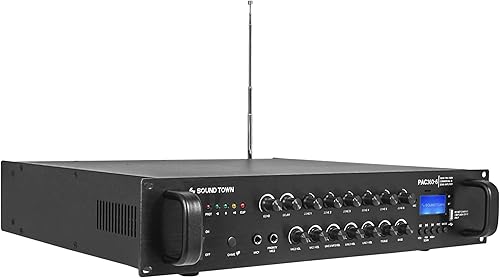 Miniatura 8 de Sound Town Amplificador de potencia comercial de 60 W, 2 zonas, 70 V/100 V, con Bluetooth, aluminio, para restaurantes, salones, bares, pubs,