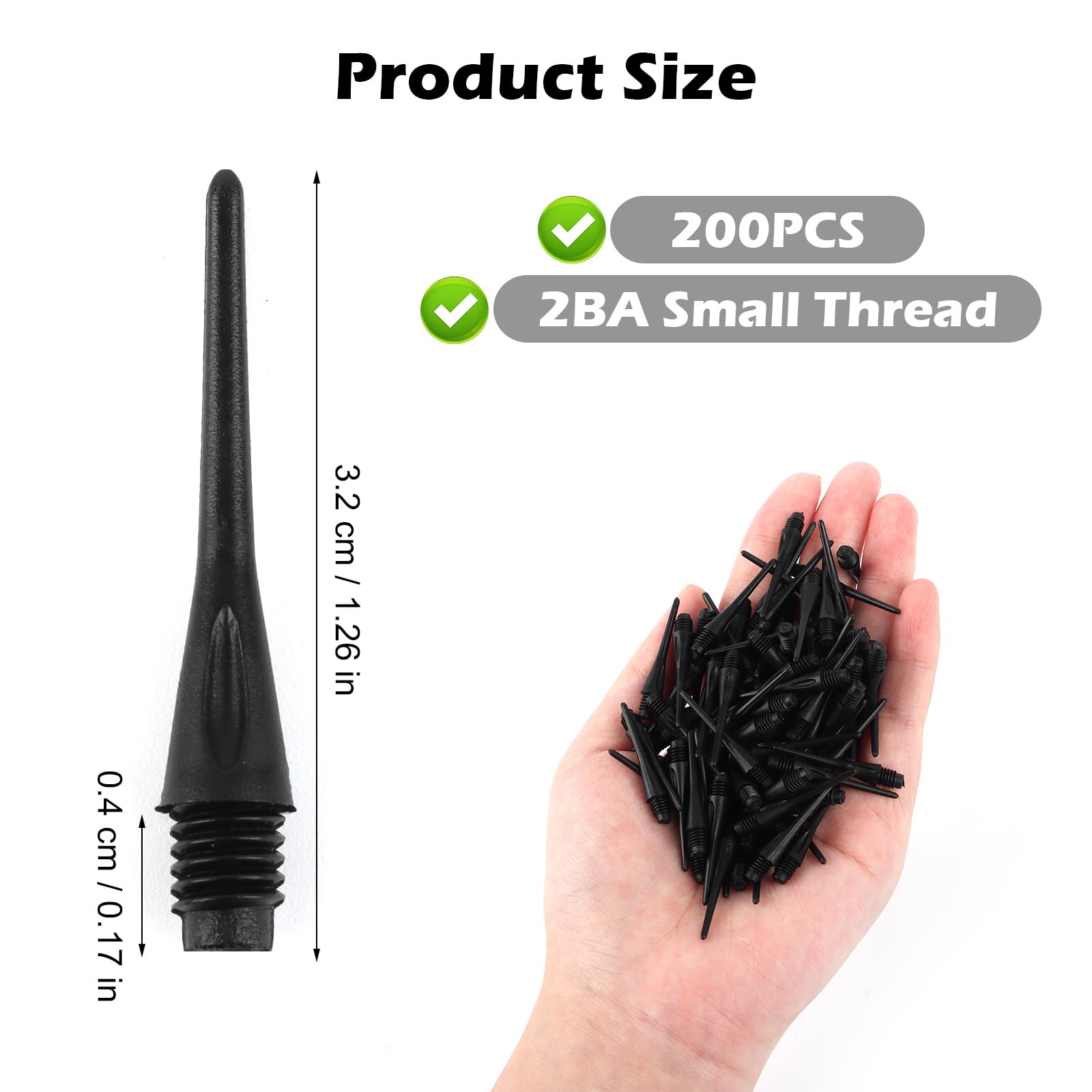 MXTIMWAN 100 Piezas Dardos Punta de Plástico, Dardos Profesionales Puntas Dardos de Plastico Negro, Punta de Dardo Suave para Puntas de Repuesto