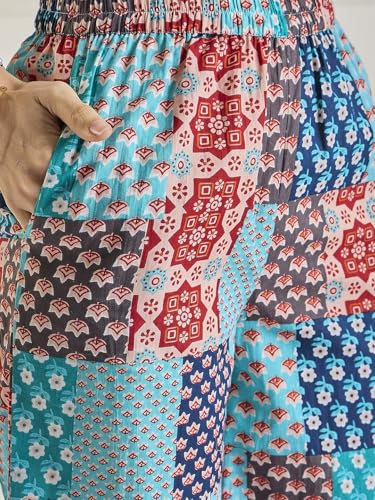 Image of Women's Floral Printed Kurti and Palazzo Set | Sleeveless Ethnic Co-Ord Set