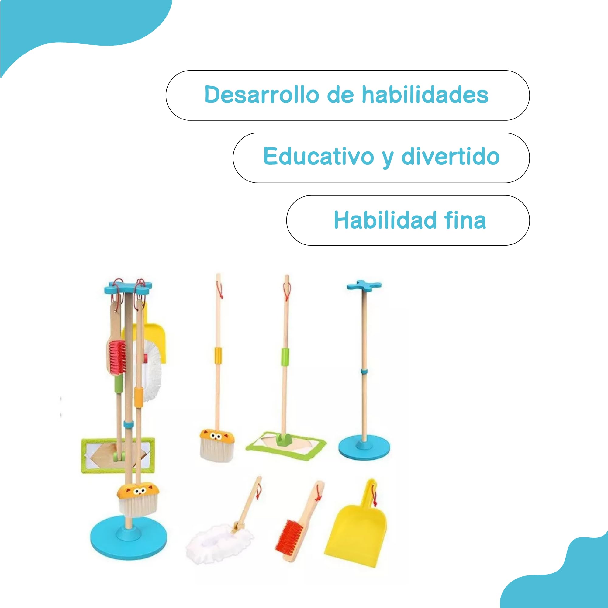 GIODICART Set Pulizie in Legno Gioco Simbolico per Bambini