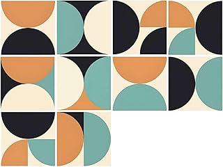 Mid Century Modern Tile Floor Vinyl Sticker Geometric Arch Ceramic Decor...