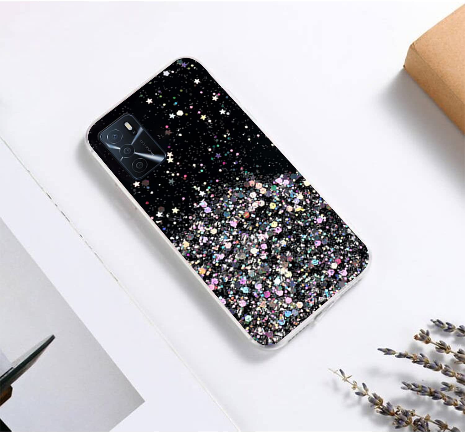 XINYEXIN Cover Glitter per Oppo A16 / Oppo A16s / Oppo A54s, Custodia Bling Brilla Ultrasottile Trasparente Antiurto, Carino Scintillante con Donne e Ragazze - Oro rosa