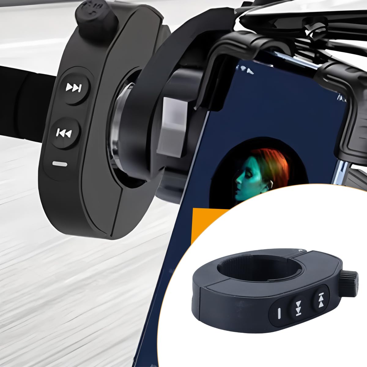 Pulsante multimediale Bluetooth wireless per manubrio della motocicletta, telecomando impermeabile IPX6, controller musicale per volante per bici e auto