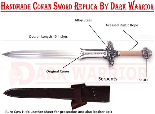 Miniatura 2 de Espada Conan Atlante hecha a mano 1095 Acero al carbono Accesorios de latón, negro con funda de cuero, espada vikinga  espada de conan oscuro
