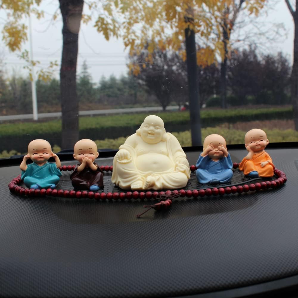 XIALON 5pc High Grade Maitreya Buddha Car Accessories Ensure Safety Car Interior Decorations Laughing Buddha