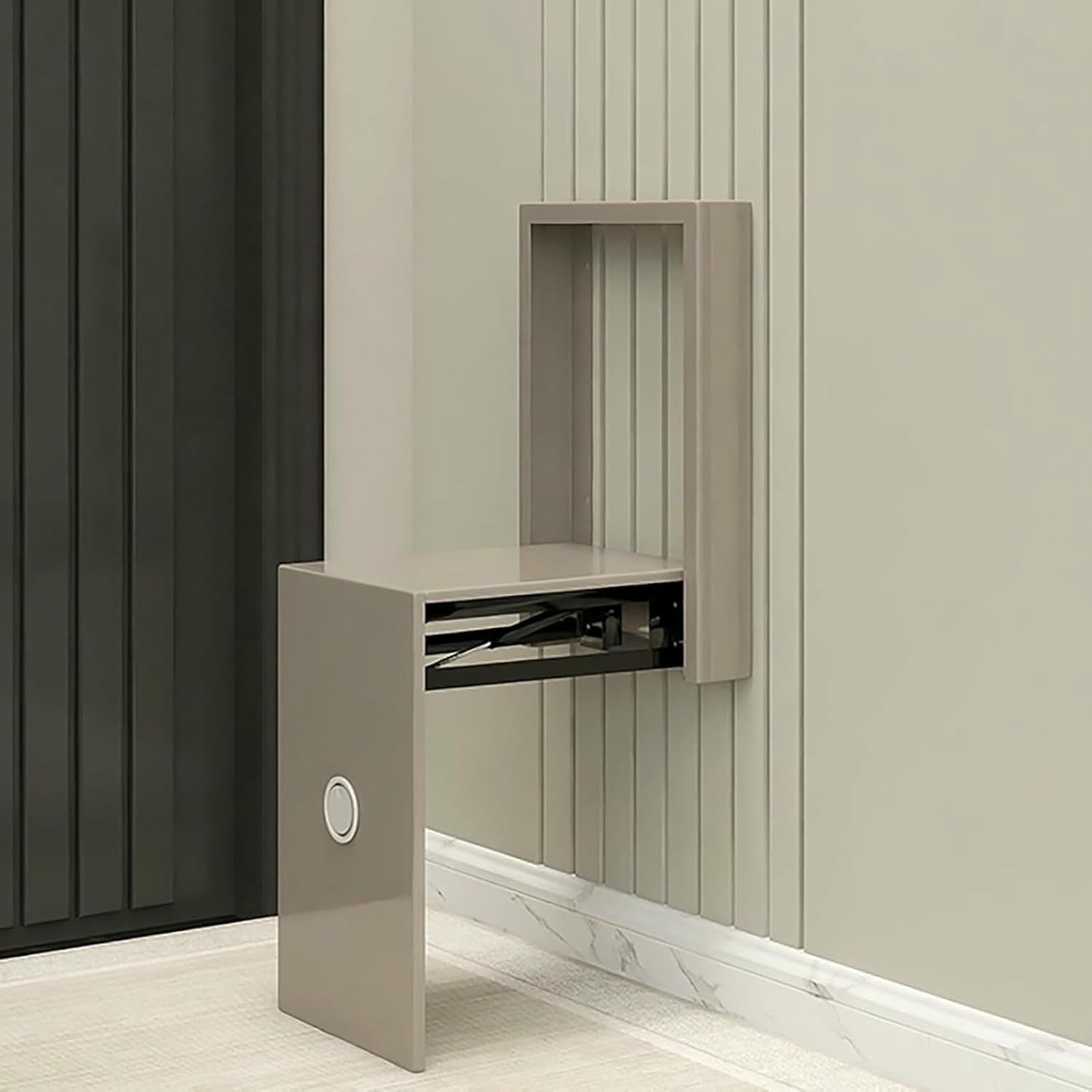 Invisible Wall-Mounted Folding Entryway Stool, Space Saving Shoe Changing Bench with 150KG Capacity, Hidden Entryway Seat for Hallway, Bathroom & Bedroom