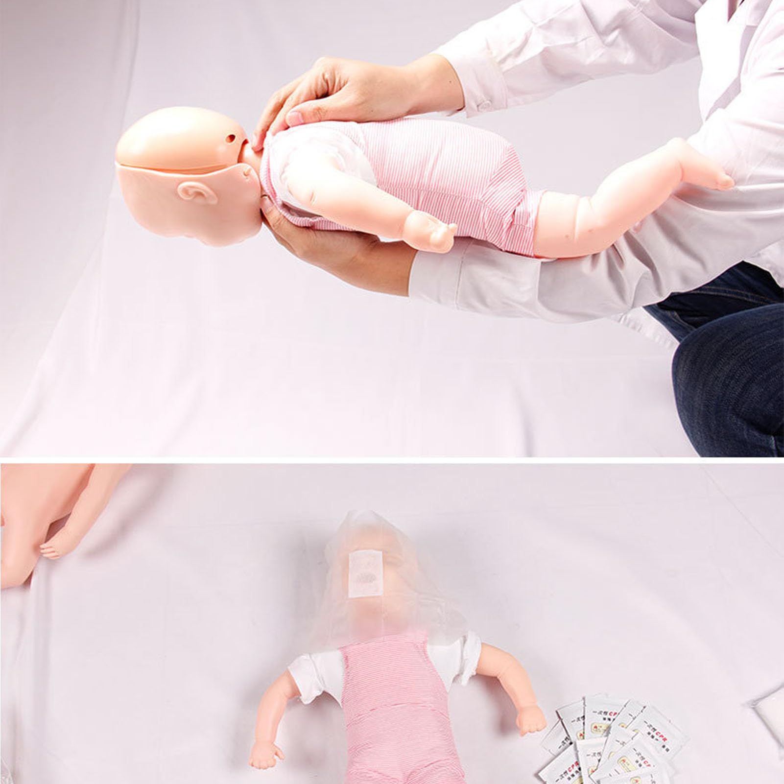 Fockety CPR-Trainingspuppe für Kleinkinder, Simulierte CPR-Puppe für Kleinkinder mit Mittlerer Haut, CPR-Set für Kleinkinder mit Aufbewahrungstasche für Obstruktionstraining, Notfallpflege