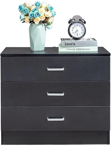 Miniatura 8 de Zimtown Cómoda blanca de 3 cajones para dormitorio, cajoneras pequeñas, mesita de noche moderna, cómoda con 3 cajones de almacenamiento, aparadores