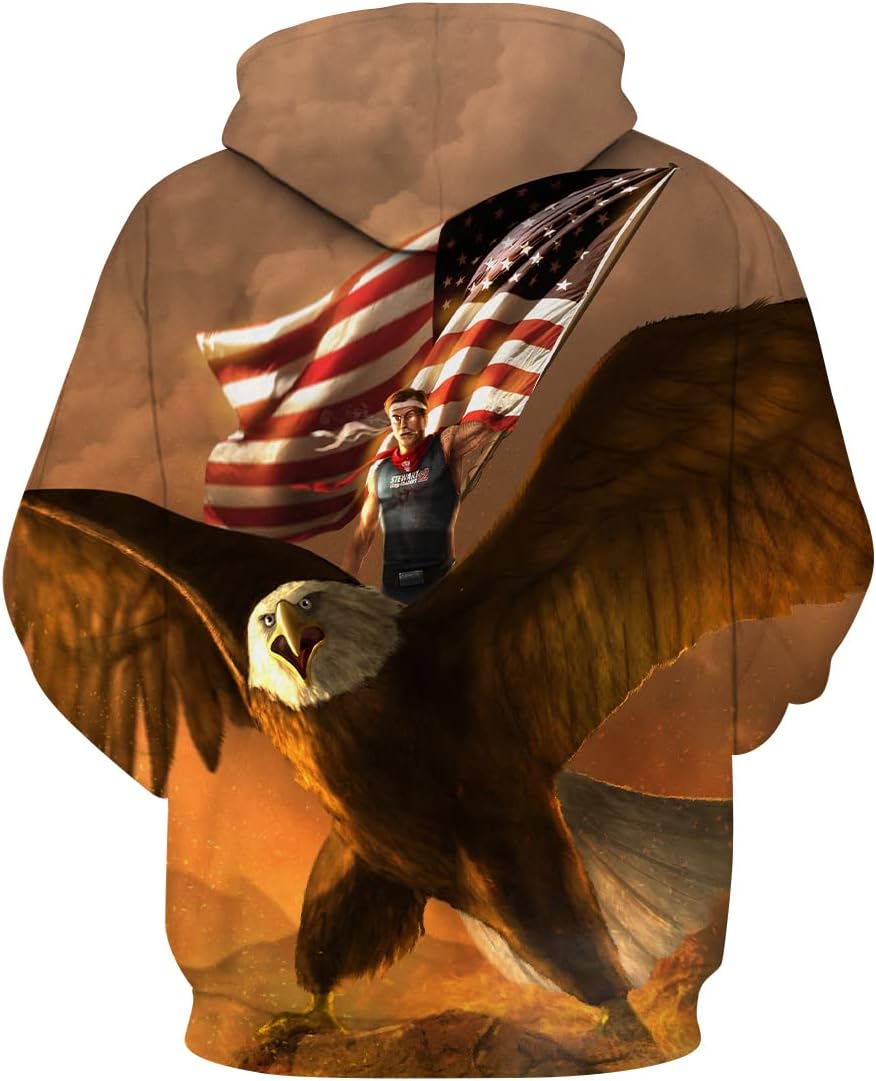 Men's Bald Eagle Hoodie Autumn Winter Long Sleeve Pullover Animal Theme Sweatshirt Realistic Graphic Hoodie - Image 2