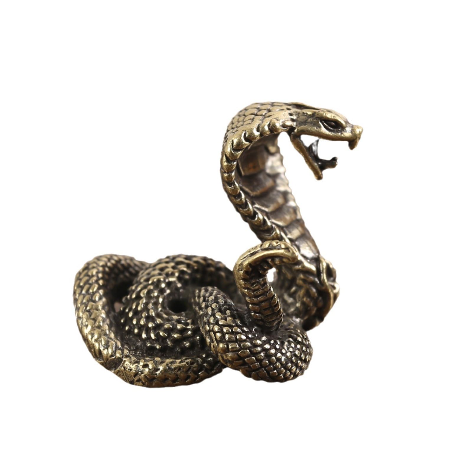 NGDFGR Brass Hammerhead Snake Model Miniature Figurines,Bronze Animal Python Cobra Statue Sculpture Home Desktop Bonsai Landscaping Sand Table Car Decor Accessories Study Paperw
