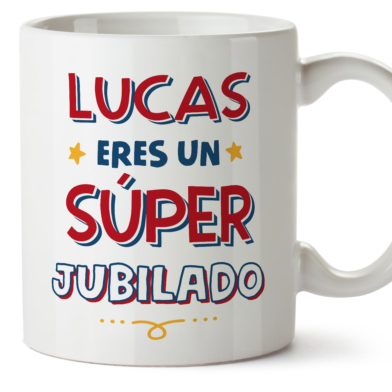 MUGFFINS Personalised Mug for Retiree Man - in Spanish - Eres Súper - Funny Custom Gift for Colleagues - Ceramic 11oz Mug