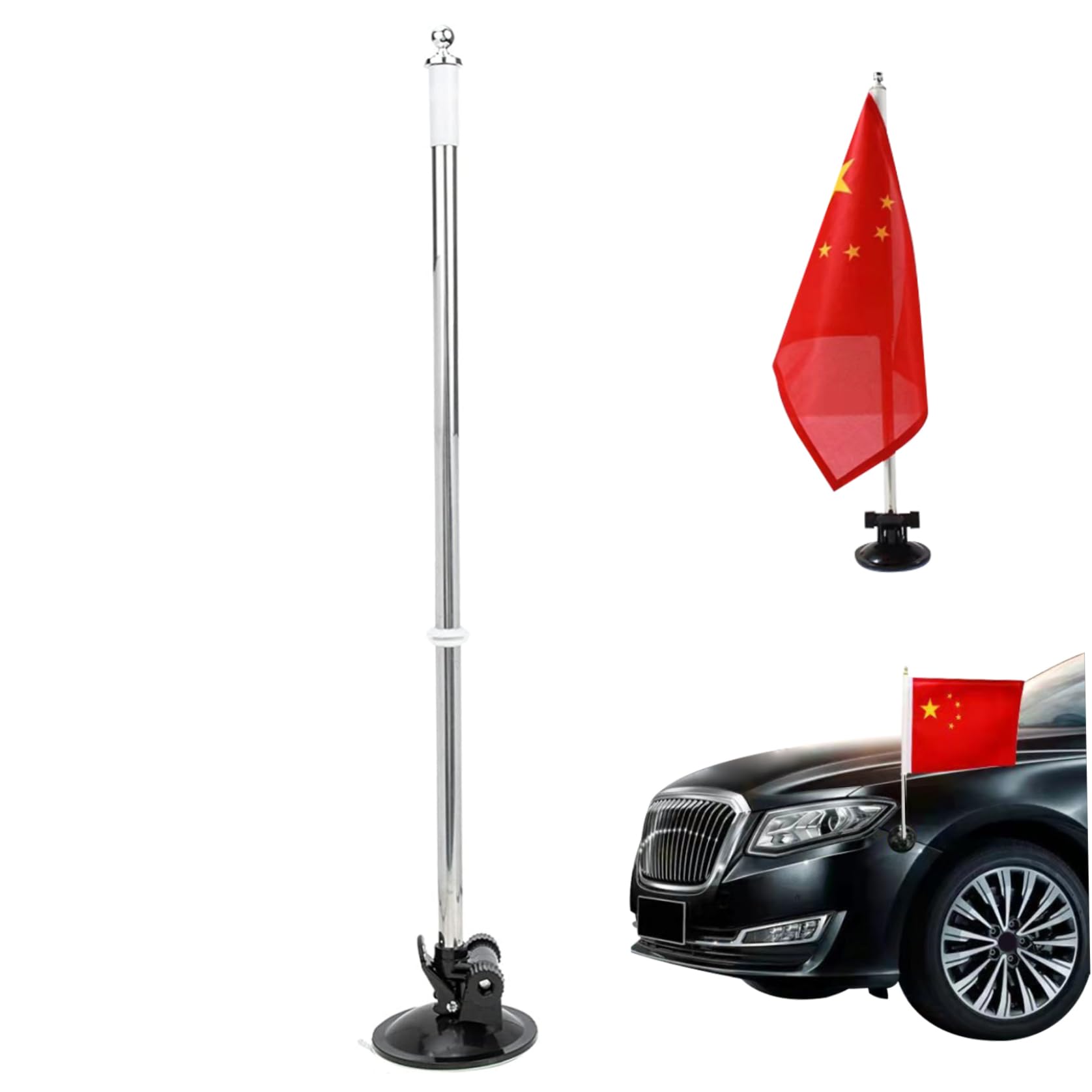 Mât de drapeau de voiture haut de gamme avec ventouse extérieure