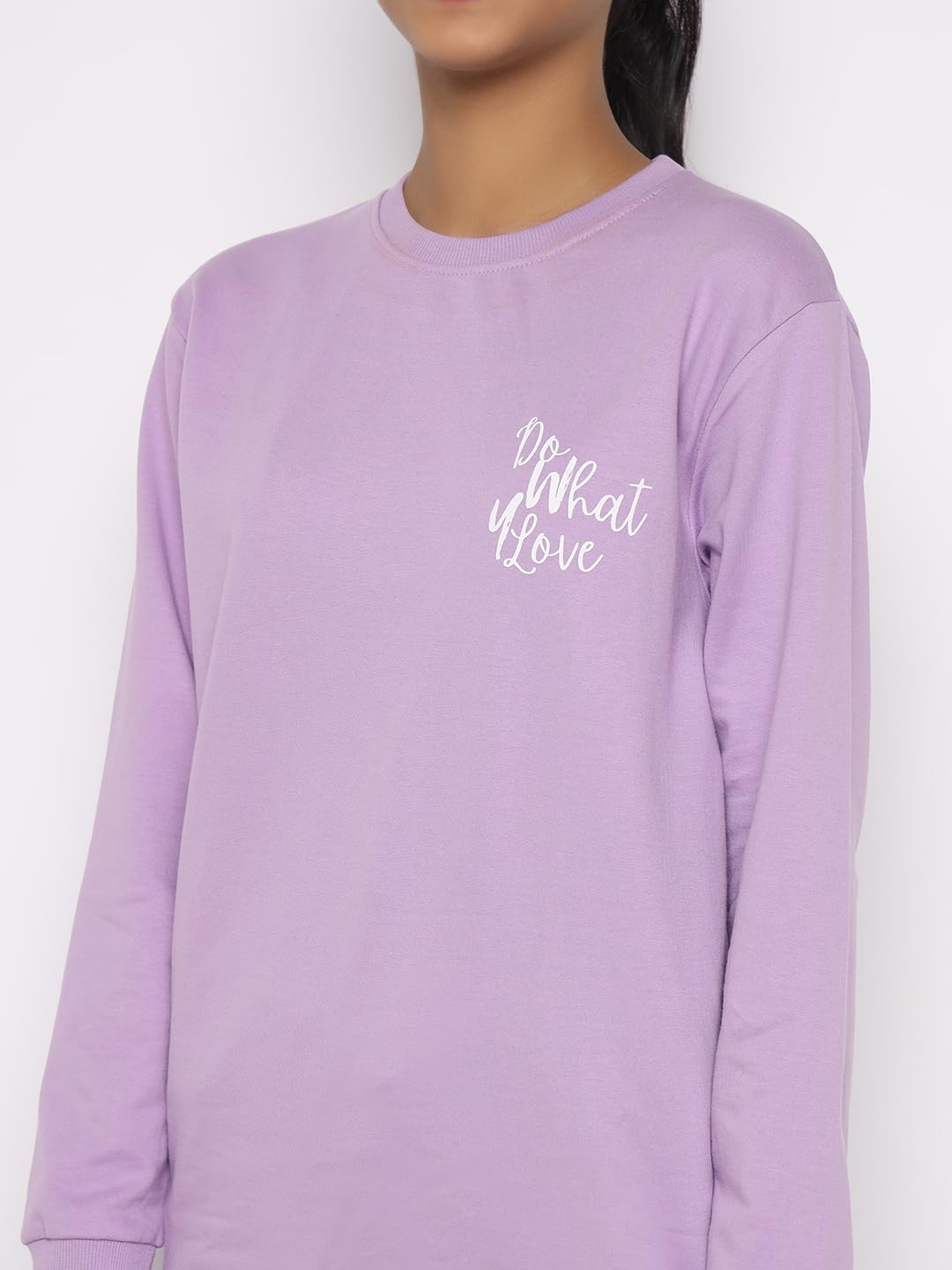TotzTouch Cotton Girls Round Neck Sweatshirt Winter Wear T-Shirt Graphic Printed Regular Fit Korean Style Purple | Pink | Blue 1 Pack Age 3 to 15Years (Pack Contains Only T-Shirt)