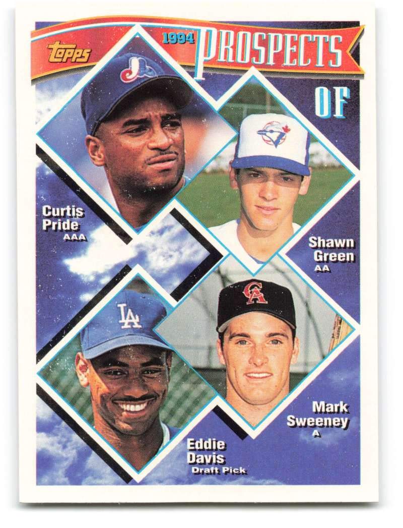 1994 Topps #237 Curtis Pride/Shawn Green/Mark Sweeney/Eddie Davis NM-MT RC Rookie Montreal Expos/Toronto Blue Jays/California Angels/Los Angeles Dodgers Baseball
