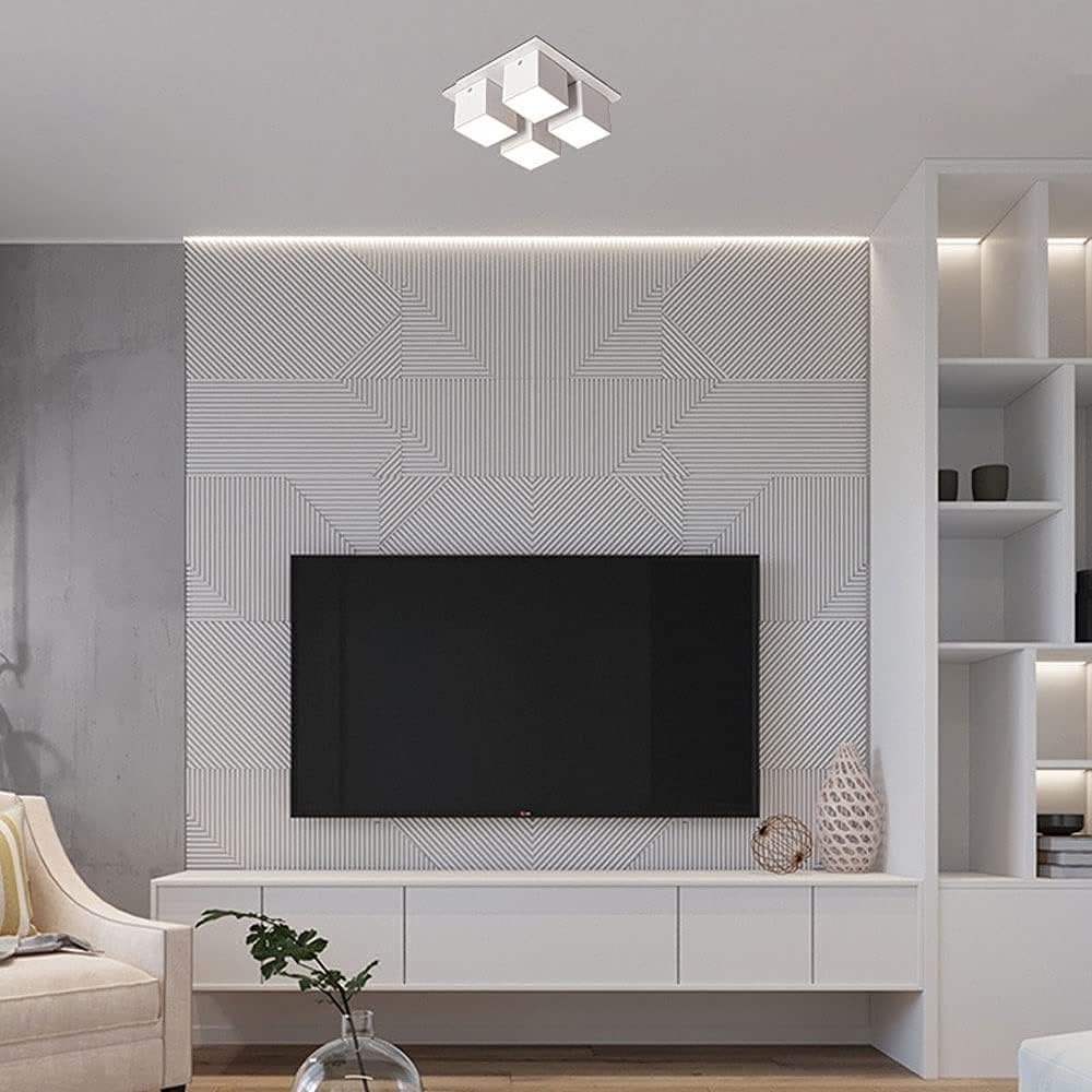 Spotlight,Led Ceiling Spotlight Fixture, 4-Light Recessed Ceiling Lighting Fixture Adjustable Flush Mount Downlight, Corridor Cloakroom Gallery Directional Spotlights Accent Lamps/3000K