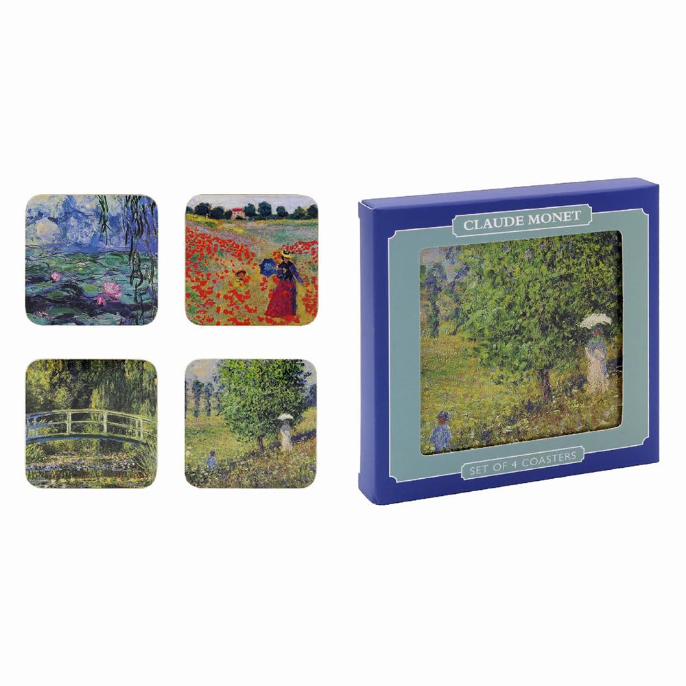 The Leonardo Collection Claude Monet Coasters Set Of 4 | Coasters Set For All Modern Kitchen & Offices | Designed By Claude Monet | For All Types Of Cups & Mugs
