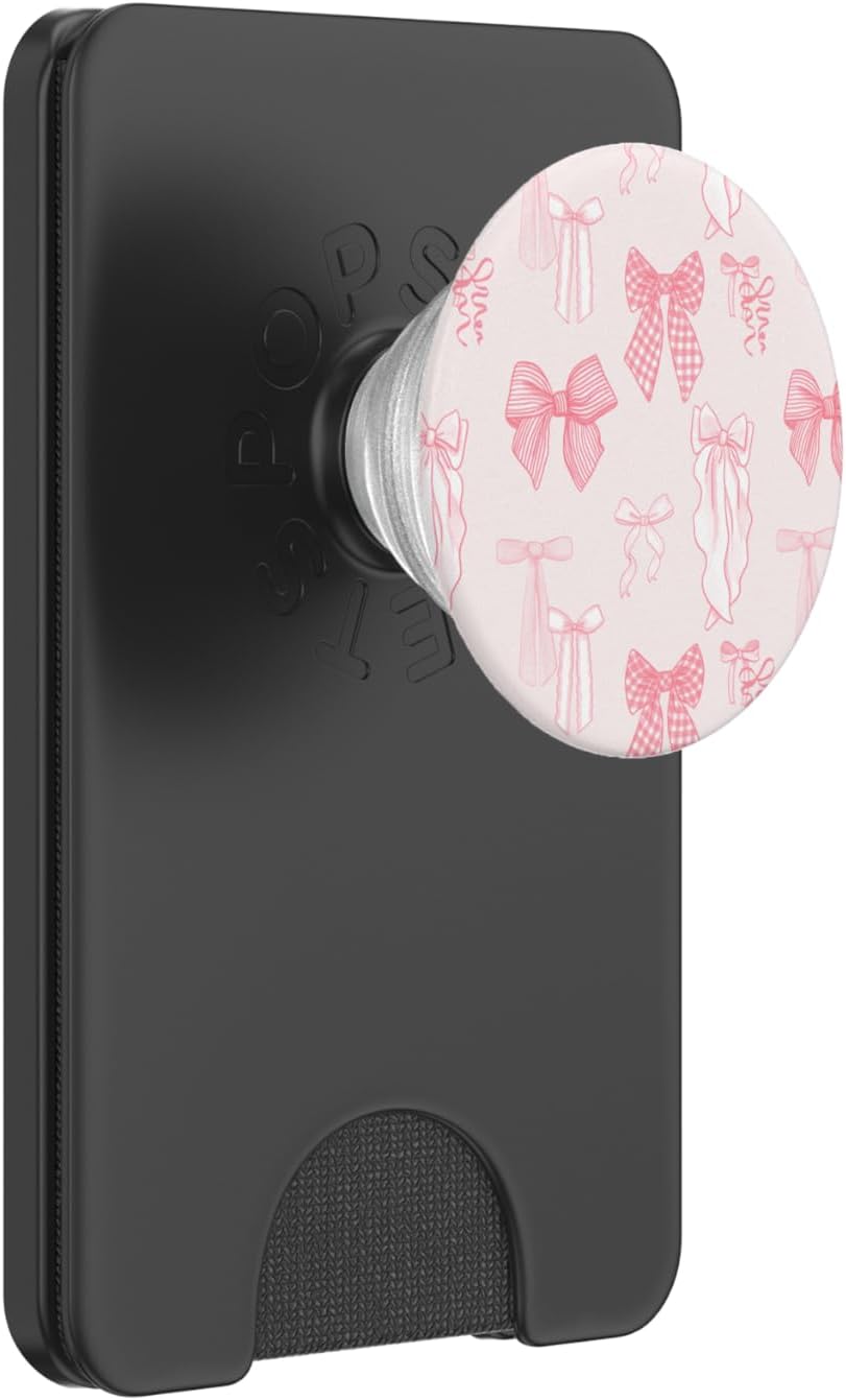Coquette Pink Bow Pattern PopSockets PopWallet for MagSafe