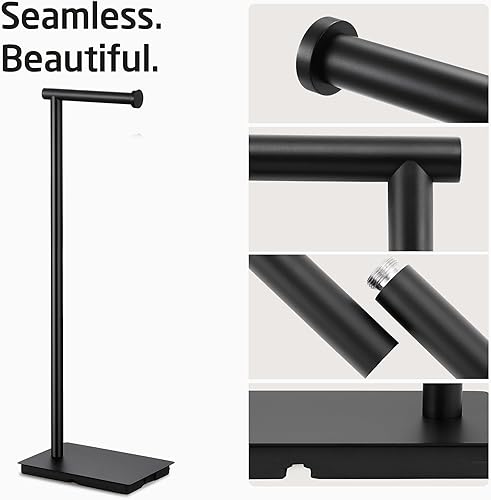 Miniatura 3 de KES Soporte de papel higiénico de 26.2 pulgadas para baño, soporte de papel higiénico de pie libre SUS304 de acero inoxidable negro mate,