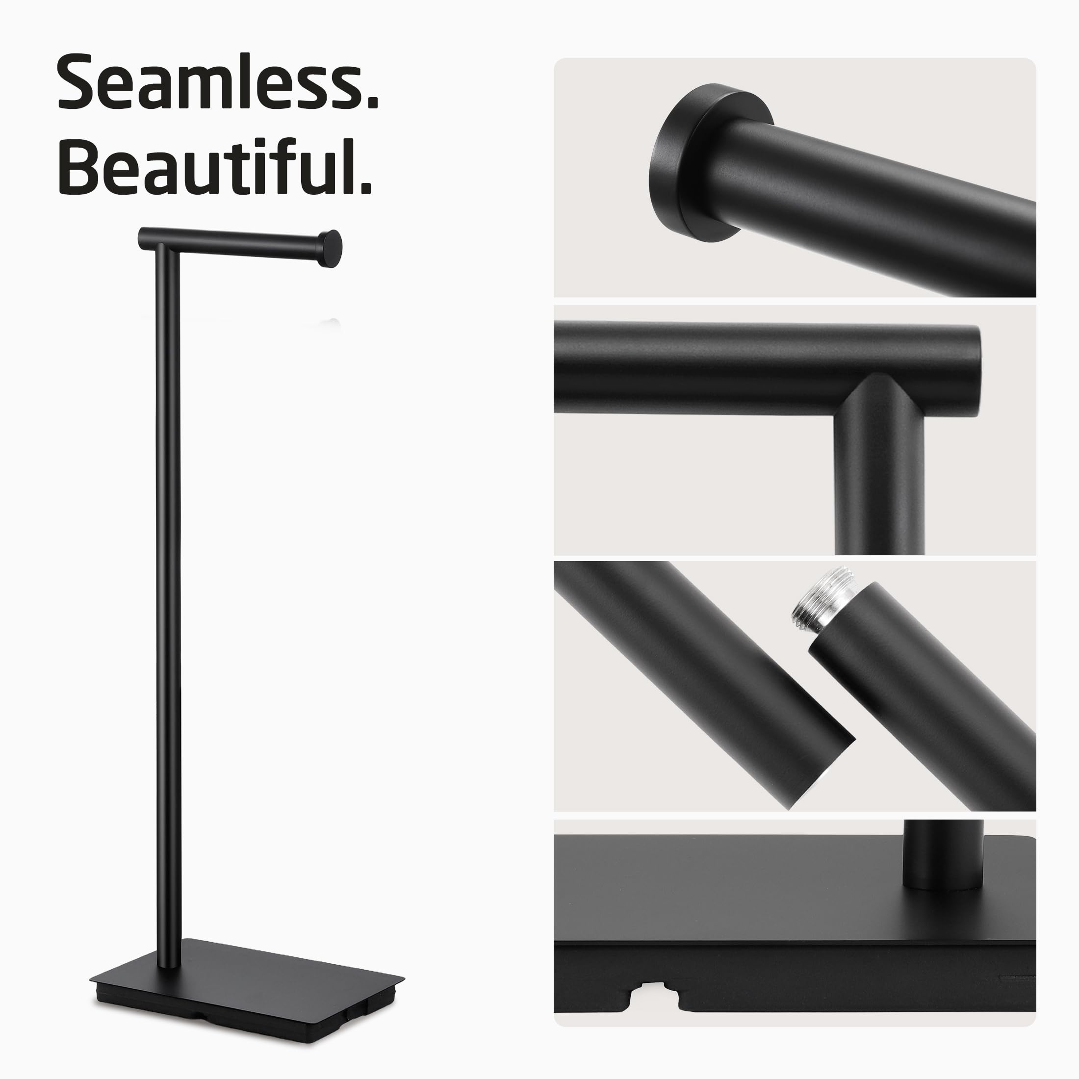 KES Freestanding Toilet Paper Holder Stand with Weighted Base, Black, 26" — Amazon image 3