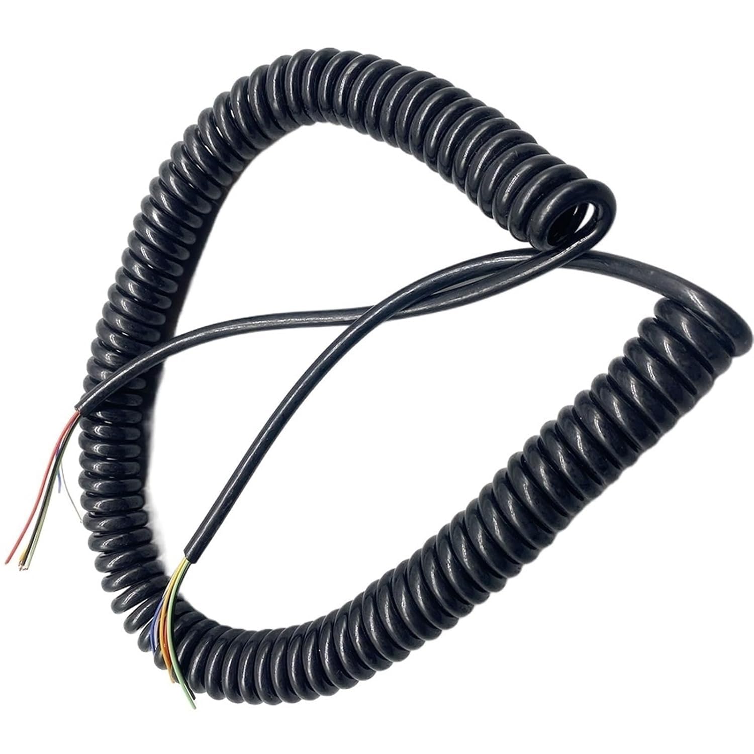 BDAYEK Spring Spiral Cable Coiled cable 6 Core 24AWG Stretch Power Cord Spiral Spring Cable Black Telescopic Wire Retractable Coil(Stretch 1.25 meter)
