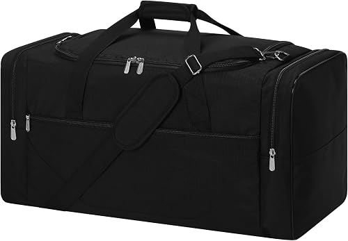 54L Large Holdall Duffle Bag for Men, Black, Holdall Bag 25 inch, LONALIA Large Holdall Bag