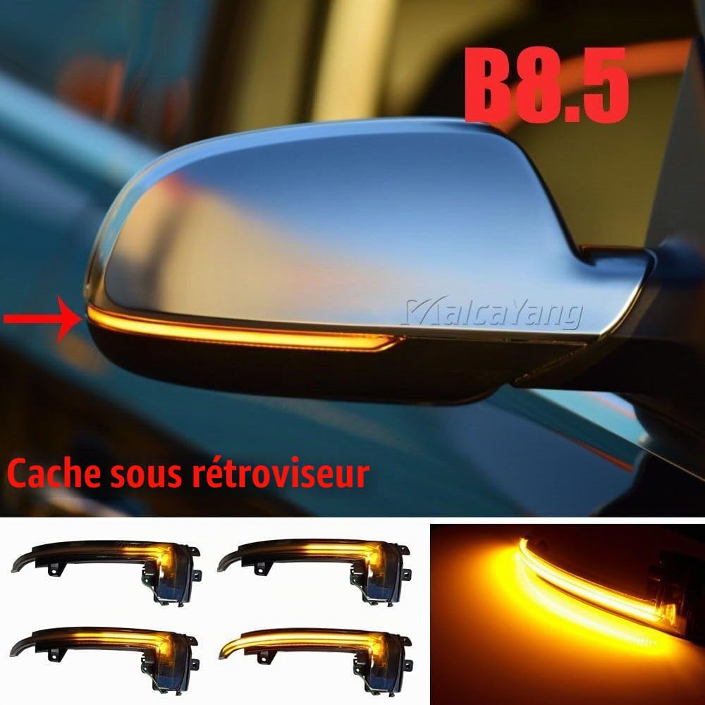Une paire Indicateur de Miroir Sequentiel Dynamiques LED Clignotant Pour Audi A3 8P A4 A5 B8.5 Q3 A6 C6 S5 RS3 RS4 RS5 (2010-2016) Noir
