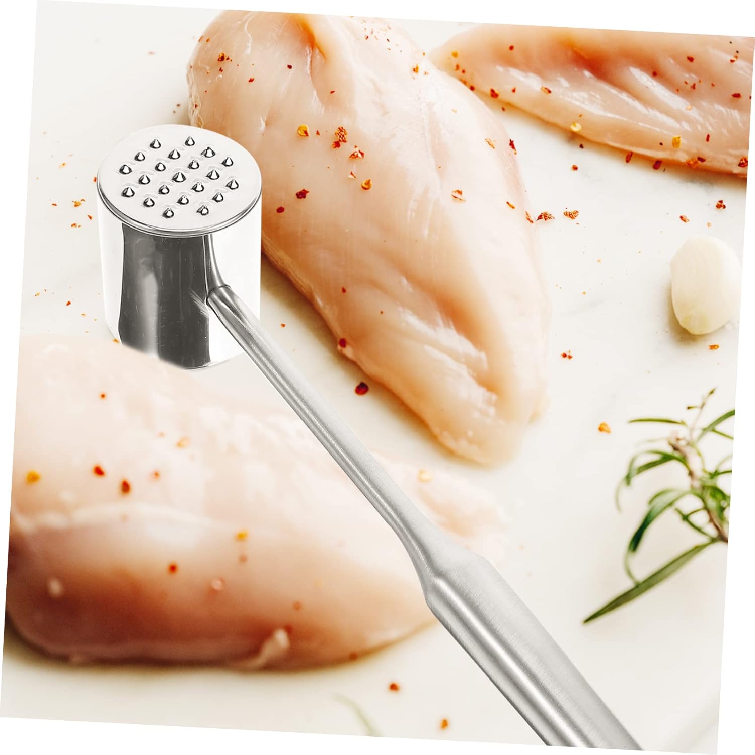 Stainless Steel Meat Tenderizer Hammer Tool for Pounding Steak Chicken and Beef Food-grade Material Efficiently Reduces Cooking and Enhances Flavor