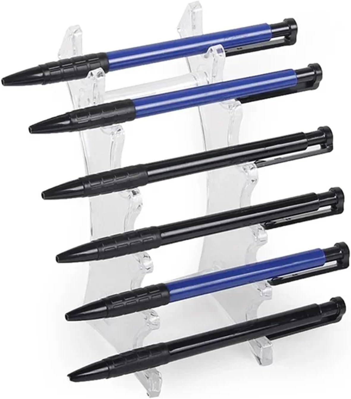 6 Slot Plastic Pencil Pen Holder Pen Display Stand Office Supplies Desk Pen Storage Shelf(Transparent)