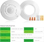 RAYZEEK 12V 24V Low Voltage Ceiling Sensor Pir Occupancy Motion Detector, 360 Degree Field of View High Sensitive Motion Sensor,10A,Commercial/Residential,Up to 1600 sq.ft,PC Fireproof