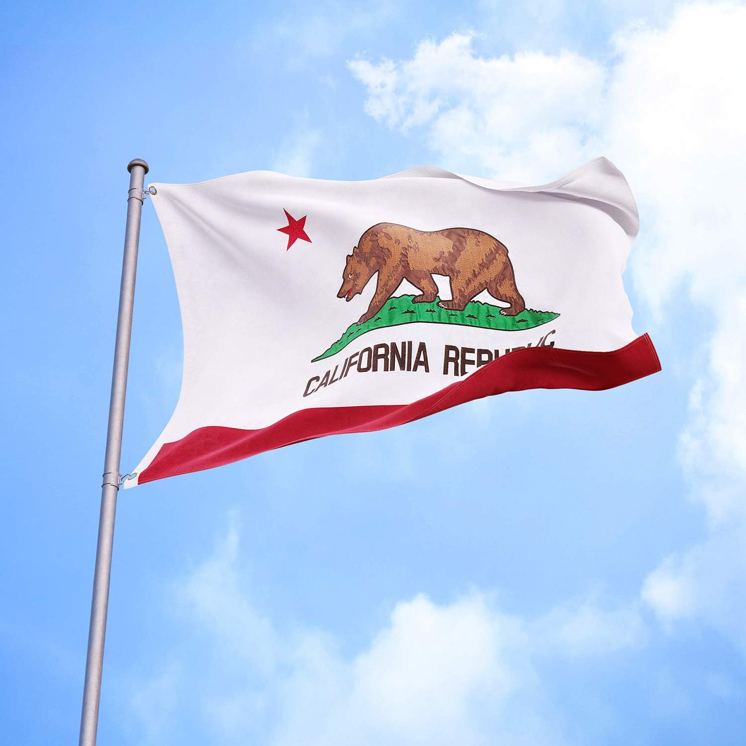 California State Flag 3x5 FT,Embroidered Heavy Duty 300D Nylon Strongest Longest Lasting- CA Republic Bear Outdoor Indoor Waterproof