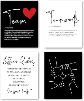 XUCVSPANTING Modern Office Motivational Wall Prints,Teamwork Inspirational Quote Art Prints,Teamwork Wall Art for Office,Inspirational Wall Decor,Set of 48"x10"inch,Unframed.
