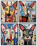 Abstract Dogs - Jean Michel Basquiat inspired prints. 4 Prints in the set. Each print is 8x10 inches in size. Wall art decor that is for a graffiti, pop art, dog lover.