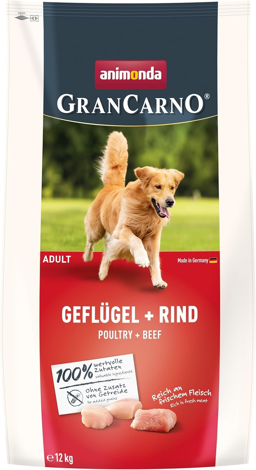 animonda Grancarno - Nourriture sèche pour Adulte - Volaille + bœuf (1 x 12 kg) - Nourriture de qualité supérieure sans céréales pour Chiens Adultes