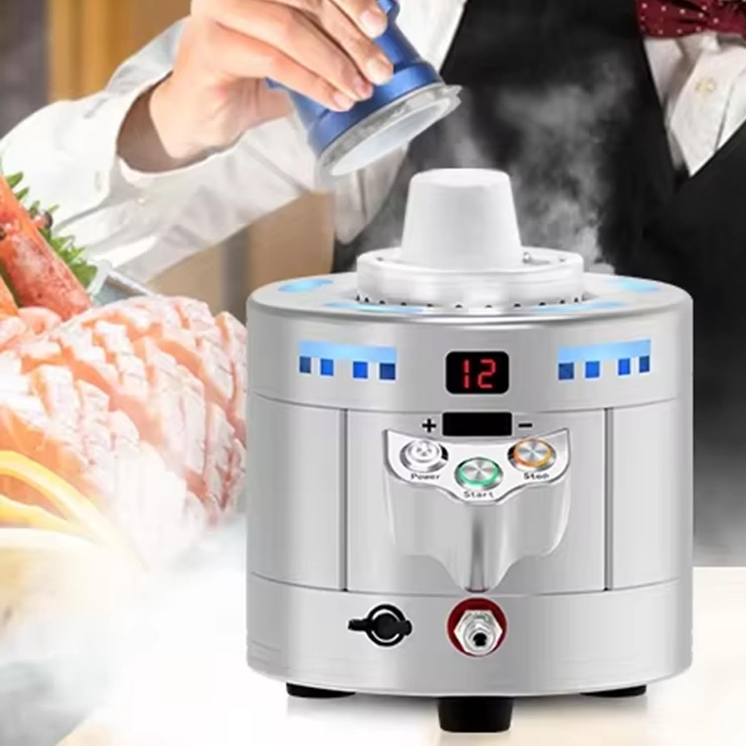 RETRIN Commercial Dry Ice Machine & Glass Chiller, 304 Stainless Steel, Fast 12s Ice Making & 8s Cup Frosting, -42°C Minimum Temp, for Bars, Restaurants and KTV