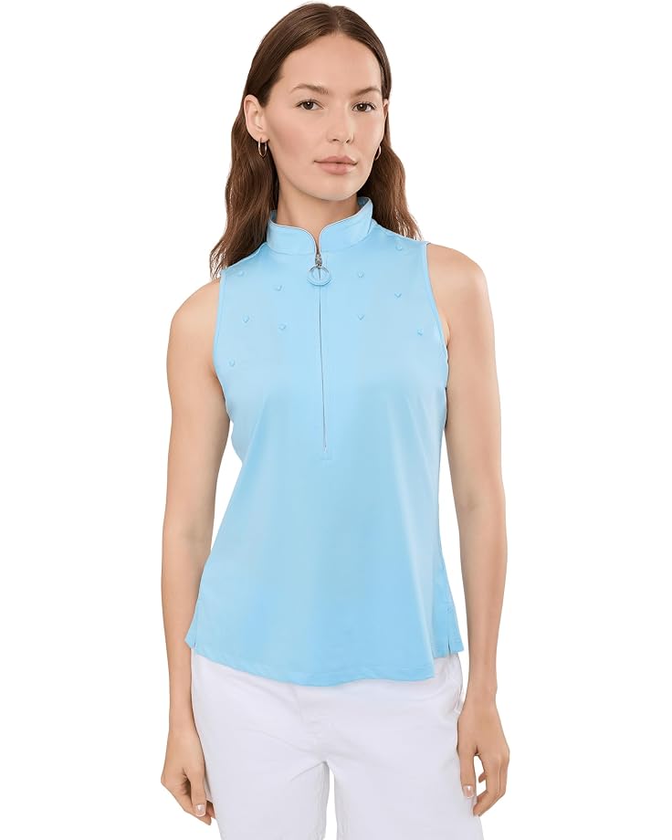 Jamie Sadock Sleeveless Zip Mock Top with Stud Detail - Main View
