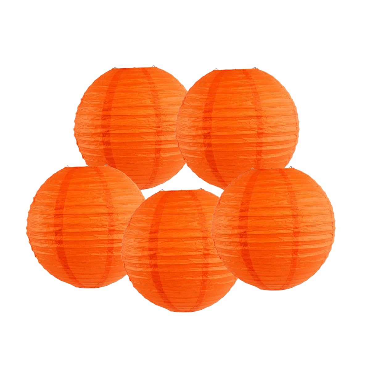 SrchJoy Paper Lanterns Pack of 5 Chinese Wedding Paper Lantern lampshade Lights Round Hanging Lantern for Birthday Party Decorations (Tangerine, 5 Pcs - 8" (20cm))