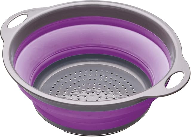 KitchenCraft Colourworks 2.8 L Collapsible Colander, 24 cm - Purple