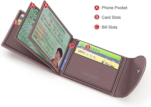 Miniatura 2 de LAORENTOU Hombres Cartera Cuero Genuino Titular De La Tarjeta Para Hombre Marca Negocios Licencia De Conductor De La Tarjeta De Crédito, Marrón 2,