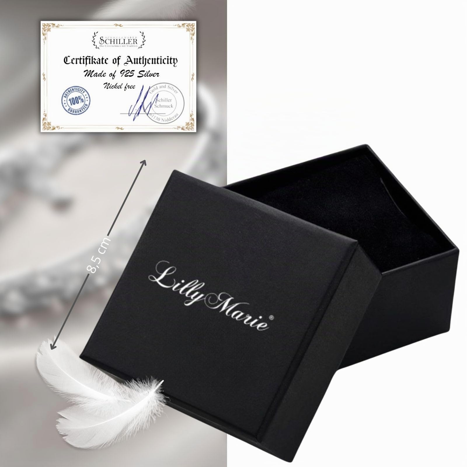 LillyMarie Hochwertiges Sterling Silber Damen Armband Mit Karabinerverschluss 925-Stempel