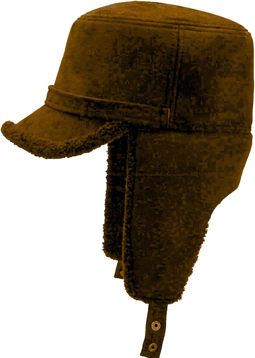 Winter Wool Blend Trapper Hat with Visor Faux Fur Lined Fleece Baseball Cap with Earflaps for Men Dad Elder (A477 Coffee)