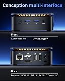 NiPoGi E1 Mini PC Intel Twin Lake N150(Mis à Jour N100) 8Go de RAM 256Go M.2 SSD, Mini Ordinateur de Bureau 4K@60HZ UHD Dual Display HDMI+DP 1.4/Dual Bande WiFi/BT4.2/RJ45/Tour PC VESA Supporté - 5