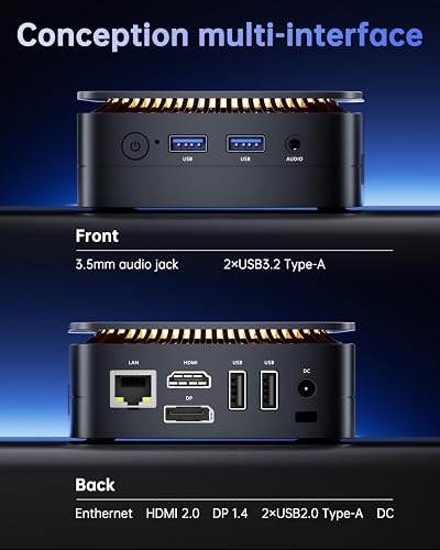 NiPoGi E1 Mini PC Intel Twin Lake N150(Mis à Jour N100) 8Go de RAM 256Go M.2 SSD, Mini Ordinateur de Bureau 4K@60HZ UHD Dual Display HDMI+DP 1.4/Dual Bande WiFi/BT4.2/RJ45/Tour PC VESA Supporté - 5