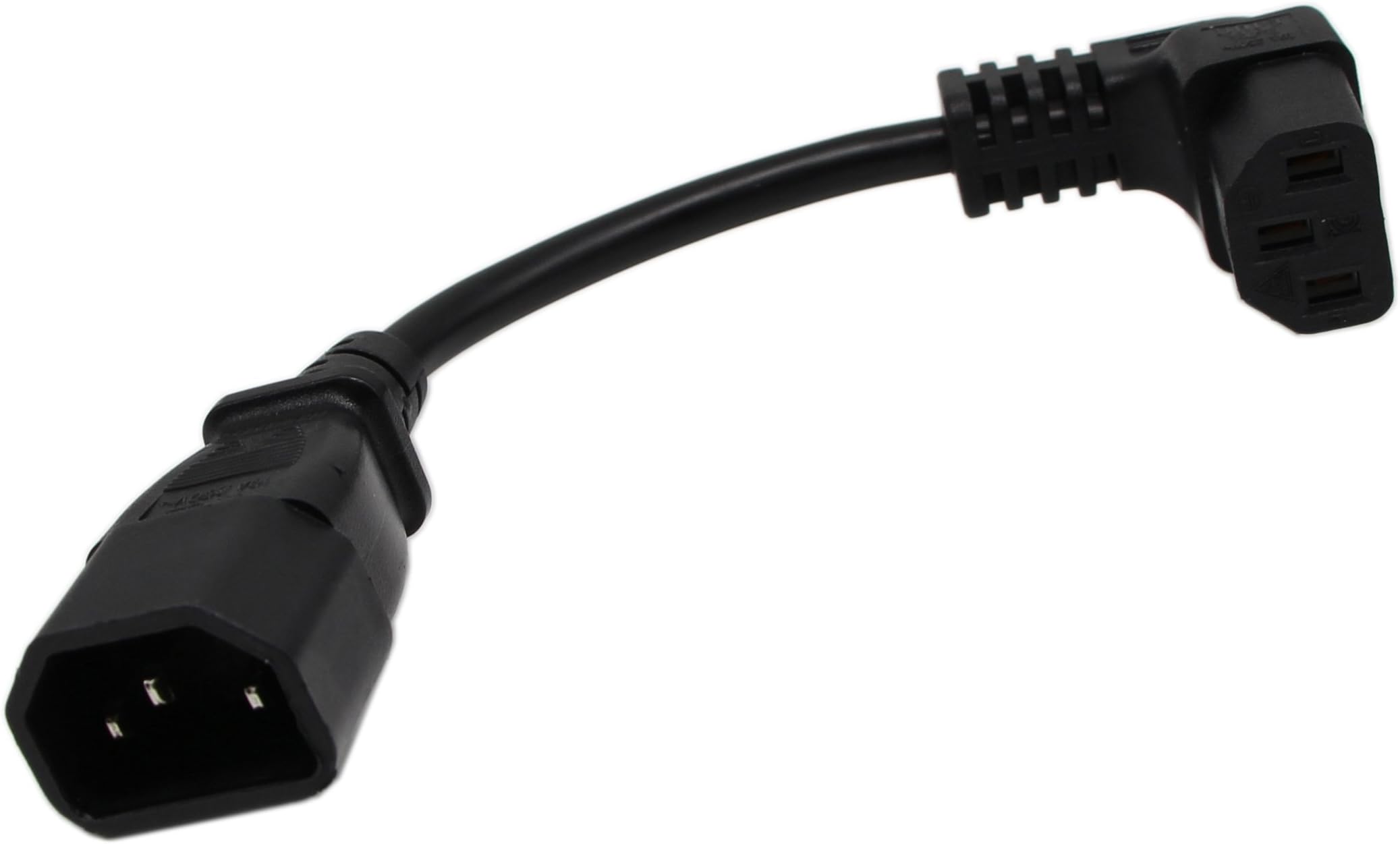 CERRXIAN 18cm IEC 320 90 Degree C13 3 Pin Female to C14 3 Pin Male Cable