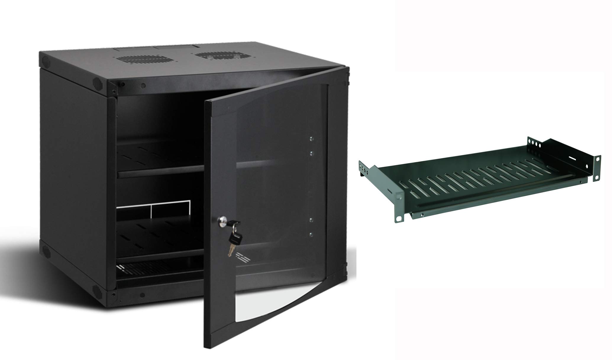 RAISING ELECTRONICS 9U Wall Mount Network Server Cabinet Rack Enclosure Plexiglass Door Lock 450mm D