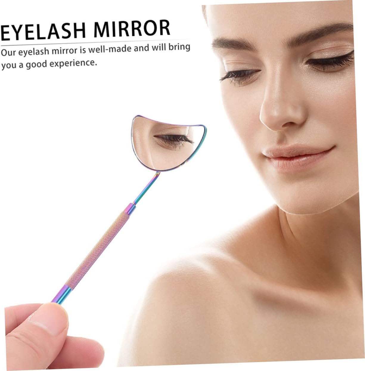Moon Shape Eyelash Inspection Mirror, Stainless Steel 2pcs for Salon image 5